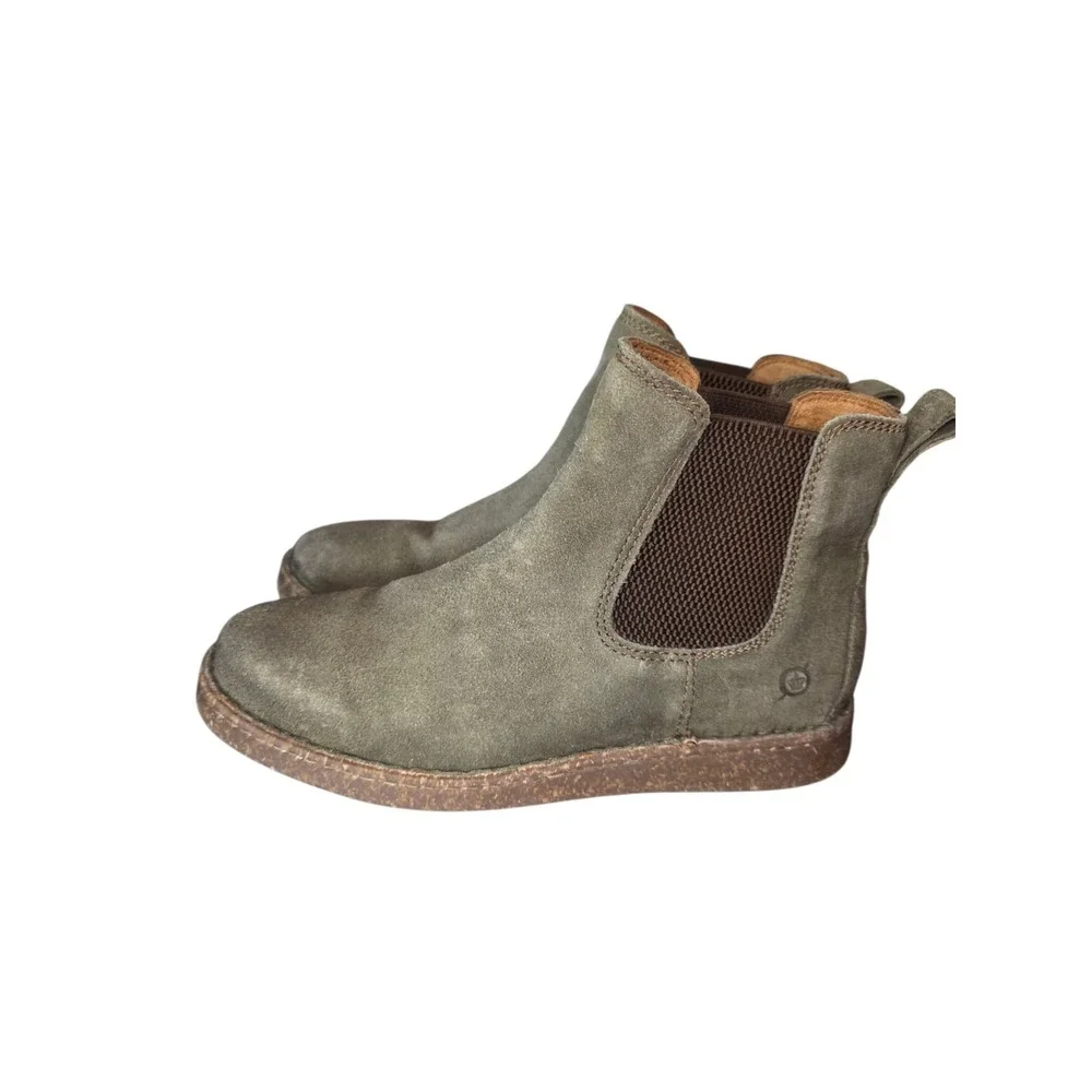 Born Brody Chelsea Boots Mens Olive Green Suede Slip On Ankle Boot 9M